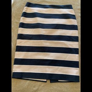 Loft Tan and Black Stripe Pencil Skirt